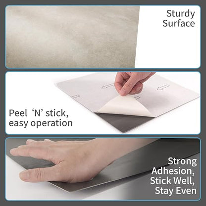 Art3d 30-Pack Peel and Stick Vinyl Floor Tiles, 12 x 12 in, Slate | Anti-Slip, Waterproof, Stain-Resistant, Simple to Clean, Durable, Premium Vinyl, Ideal for Kitchen, Dining Room, Bedrooms
