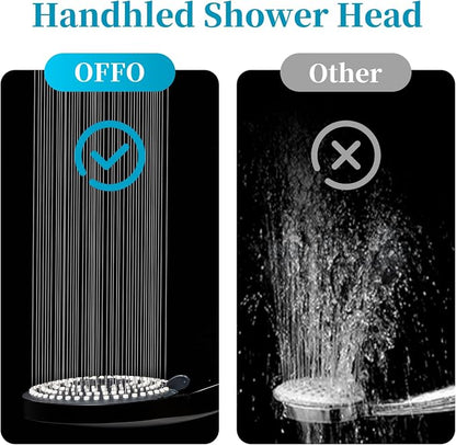 OFFO Handheld Shower Head Set, 6-Mode High Pressure Handheld Sprayer with 60" Shower Hose & Holder, High Flow Large Powerful Boosting Handheld Showerhead for Low Water Pressure, Matte Black