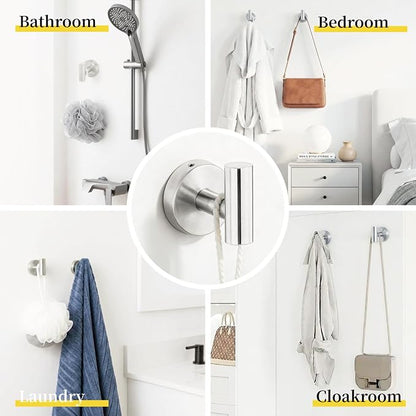 HOMOTEK 4 Pieces Bathroom Accessories Hardware Set, 24 inch Towel Bar, Towel Ring, Robe Hook, Toilet Paper Holder, Stainless Steel Rack Kit Wall Mounted, Brushed Stainless Steel