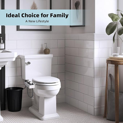 Hibbent Bidet Attachment for Toilet, Non-Electric Dual Nozzle for Frontal & Rear Wash, Adjustable Water Pressure Control, Fresh Water Bidet Toilet Seat, Self Cleaning Water Sprayer, Matte Black