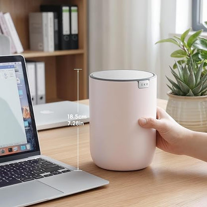 EKO Fandy 0.58 Gal/2.2L Mini Trash Can with Lid, Swing-Top Desktop Trash Can for Bathroom, Countertop, Vanity, Desk or Office, Small Garbage Bin (Pink) (Pack of 12)