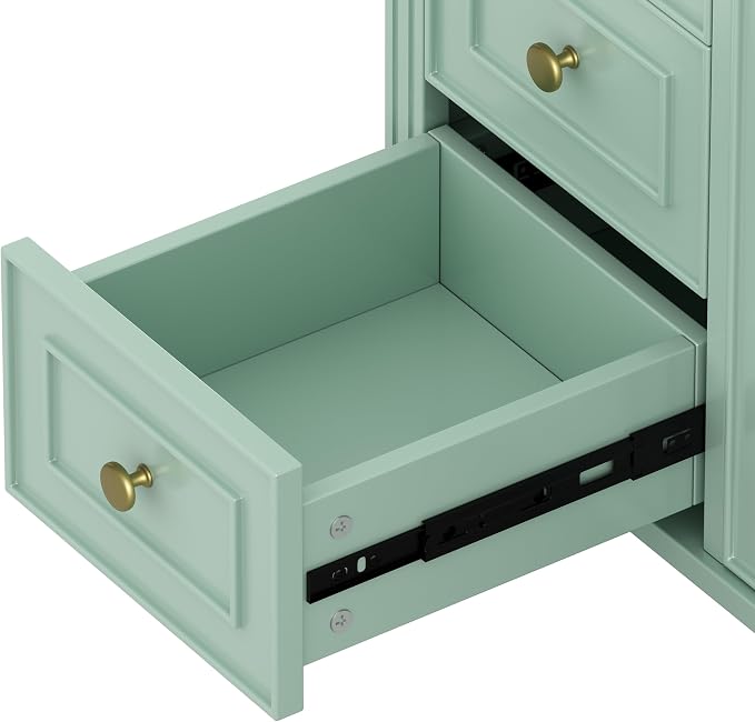 36" Bathroom Vanity with Sink, Freestanding Bathroom Cabinet | Ceramic Top & Backsplash, 3 Storage Drawers, 1 Tilt-Out Storage, Adjustable Shelving, Door Storage and Towel Bar, Sage Green