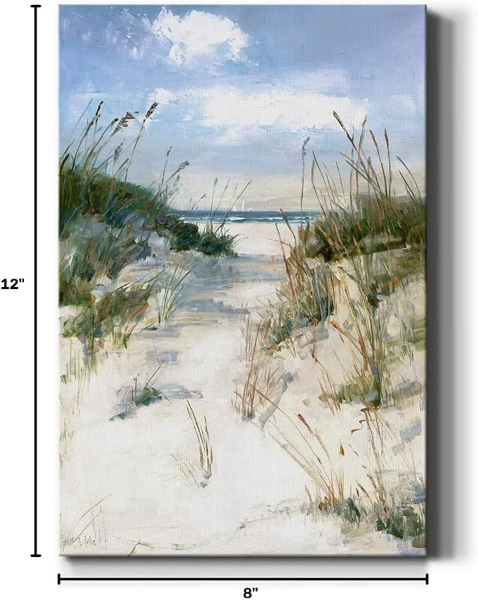 Renditions Gallery Tropical Canvas Wall Art Decorations Paintings & Prints Sandy Ocean Beach Modern Coastal Nature Wall Hanging Decorations for Bedroom Living Room Office Kitchen - 8"x12" LT02