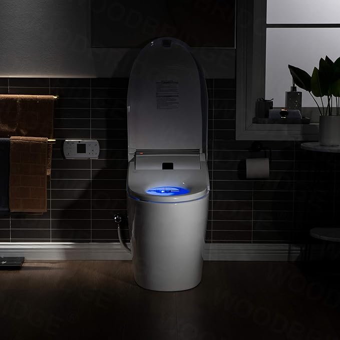 WOODBRIDGE B0960S Auto Flush, Auto Open & Auto Close, 1.28 GPF Single Flush Toilet with Intelligent Smart Seat and Wireless Remote Control, Chair Height