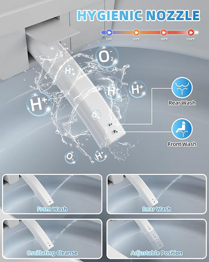 Smart Toilet with Bidet Built In, One Piece Elongated Tankless Japanese Toilet, Auto Open and Close Lid, Adjustable Temperature, Self-Cleaning Nozzle, LED Fahrenheit Display, Foot Kick Button