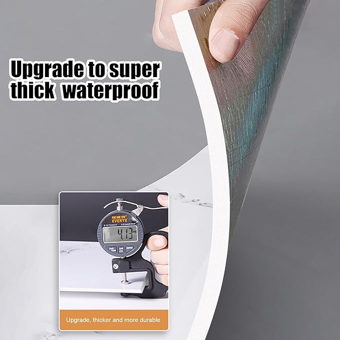 Chejiaye Thick 10pcs Marble Peel and Stick Backsplash Surface Waterproof Wall Panels,Self-Adhesive Marble PVC Foam Wall Panels for Kitchen, Bathroom - 11.8"x11.8" Kitchen Tile(Not Real Tiles,Blue)
