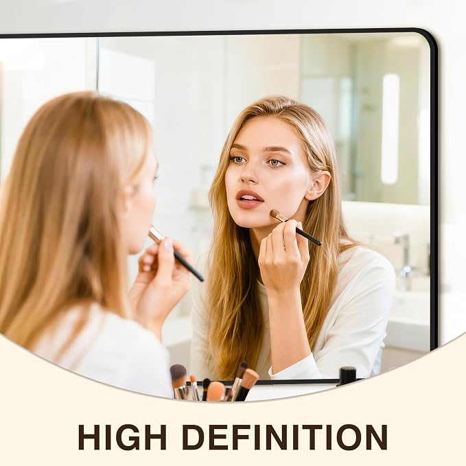 Vanity Bathroom Mirror, 30”x55” Black Bathroom Mirror for Over Sink | HD Tempered Glass, Anti-Rust Frame, Vertical or Horizontal, Wall Mirrors for Bathroom Sink, Living Room, Entryway, Bedroom