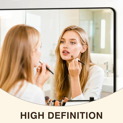 Vanity Bathroom Mirror, 30”x55” Black Bathroom Mirror for Over Sink | HD Tempered Glass, Anti-Rust Frame, Vertical or Horizontal, Wall Mirrors for Bathroom Sink, Living Room, Entryway, Bedroom