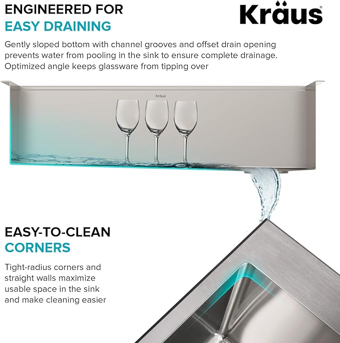 KRAUS Kore Workstation 32-inch Undermount 16 Gauge Stainless Kitchen Sink, Single Bowl Kitchen Sink with 3/4 HP Garbage Disposal, KWU110-32-100-75MB