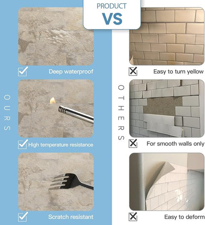 2026 New Upgrade Peel and Stick Backsplash Tile, Peel and Stick 11.34" X 11.57" Wall Tile for Kitchen, Bathroom, Fireplace, Laundry (Buff Stone, 20 Packs)
