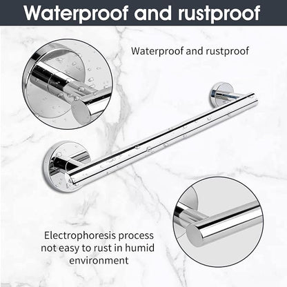 10 Piece Brushed Chrome Bathroom Hardware Set, Towel bar Set for Bathroom | 24 inch Silver Towel bar, Bathroom Towel Rack, Towel Ring, Toilet Paper Holder, Towel Hook, Bathroom Accessories Set