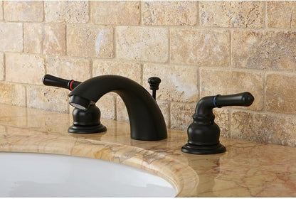 Kingston Brass KB954 Magellan II 4-Inch to 8-Inch Mini Widespread Lavatory Faucet with Metal lever handle, Polished Brass, Polished Chrome (Not CA/VT Compliant)