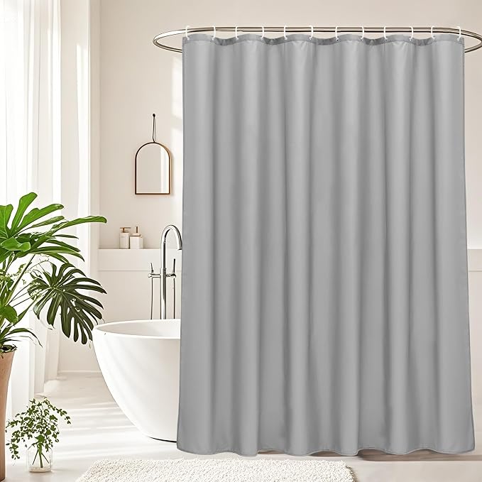 AooHome 36 Width x 72 Height Inch Stall Size Shower Curtain, Fabric Bathroom Curtain for Hotel, Water Repellent, Light Grey