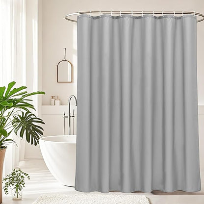 AooHome 96 inch Extra Long Shower Curtain Liner, Polyester Bathroom Curtain for Hotel with Hooks, Waterproof, Weighted Hem, Light Gray, 72 Width x 96 Height inch