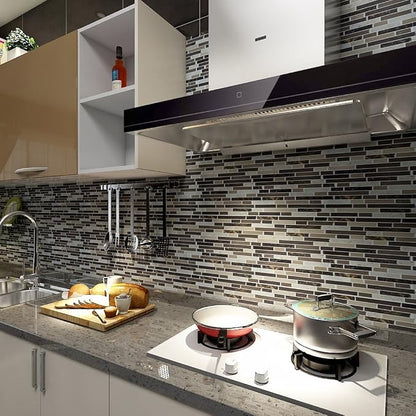 Art3d Peel and Stick Stone Wall Tile, 11.8" x 11.8", 10-Sheet, Brown Marble | Moisture Resistant, Strong Adhesive, Sturdy, Cleanable, Easy to Install, for Kitchen, Laundry Room, Ideal for New Home Buyers