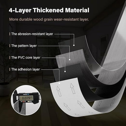 INMOZATA 36 Pack Peel and Stick Floor Tile Waterproof Vinyl Plank Flooring | 54 Sq.Ft, Heat-resistant, Wood Grain Self Adhesive Flooring for DIY Bedroom Living Room Bathroom Kitchen (Deep Gray)