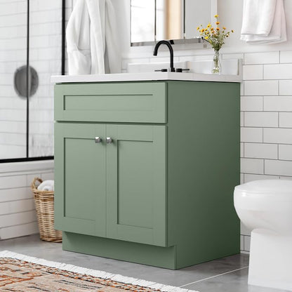 Design House Brookings Bathroom Vanity, 30", Evergreen Fog | Adjustable Hinges, Freestanding, Contemporary/Modern, Wood, Bath, 215459