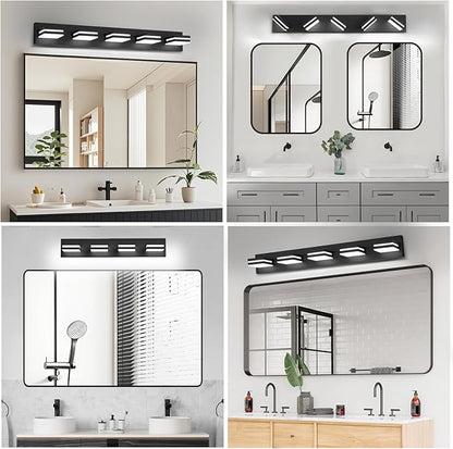 IZORRO LED Modern Bathroom Lights Fixtures(5-Light,Dimmable),Matte Black Acrylic Wall Lighting,Vanity Lights for Bathroom Over Mirror - 6000k 30In （No Assembly Required）