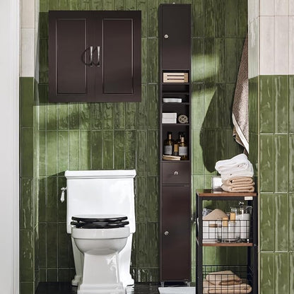SoBuy Wall Cabinet, Bathroom Storage, 23.6 x 11.8 x 23.6 in, MDF, Brown | Standard Floating Wall Storage Cabinet With Flexible Shelf Layout, Universal Cabinet For Daily Home General Storage
