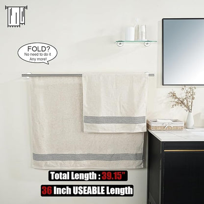 JQK Double Bath Towel Bar, 39 Inch 304 Stainless Steel Thicken 1mm Towel Rack for Bathroom, Bath Towel Holder Brushed Wall Mount, Useable Length 36 Inch, TB100L36-BN