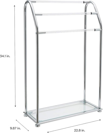 Organize It All 3 Bar Bathroom Towel Drying Rack & Holder with Shelf , Chrome, 62443W-1
