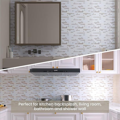 Glass Backsplash Tiles Mosaic Iridescent White 12 x 12 Inch 5 sq.ft. | Kitchen Backsplash Bathroom Wall (5-Pack)