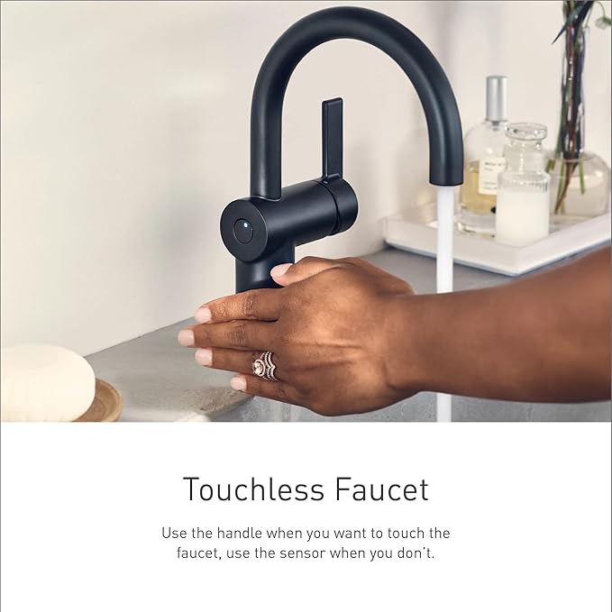 Moen Doux Chrome Motionsense Wave Touchless Single Handle Bathroom Sink Faucet, S6910EW