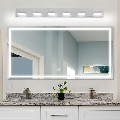 LED Modern Bathroom Vanity Light Fixtures, 6-Light 40-inch Dimmable Chrome Vanity Lights for Bathroom Lighting Fixtures Over Mirror, with 350° Rotatable Heads (Cool White 6000K)