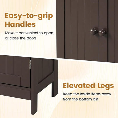 Giantex Storage Cabinet with Doors and Shelves - Freestanding Storage Organizer with Anti-Tipping Device, Entryway Storage Unit for Living Room, Entryway, Bathroom Floor Cabinet (White)