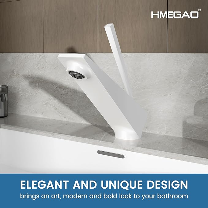 Bathroom Sink Faucet Milky White, Single Handle Brass Sink Faucet with Unique Design, Single Hole Basin Mixer for Lavatory, Vanity, RV, Modern Farmhouse, Suitable for 1 Hole