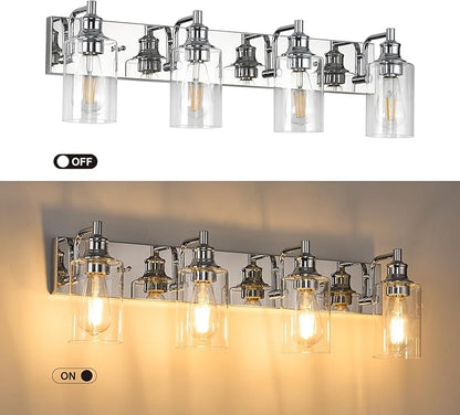4-Light Bathroom Light Fixtures Modern Chrome Vanity Lights for Bathroom Lighting Fixtures Over Mirror for Cabinet Mirror Bedroom Hallway