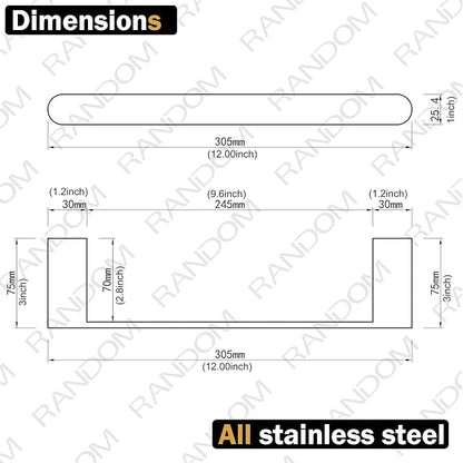 RANDOM 12 inch Brushed Nickel Towel Bar Bathroom Hardware Accessories Hand Towel Holder for Bathroom Kitchen SUS304 Stainless Steel Towel Rod Modern Style Wall-Mounted Towel Rack.96026-2-12BS