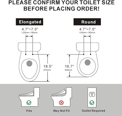 Electric Heated Bidet Toilet Seat, Warm Water Oscillating Wash, Heated Toilet Seat, Air Dryer, Soft Close Lid, Night Light, Self Cleaning Nozzle, LED Display Requires Outlet - Elongated