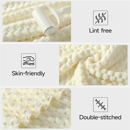 REDKISS Cream Microfiber Towels-35x70 Inches Oversized Bath Sheets, Extra Large Bath Towels Set, Super Soft Quick Dry Lint Free Absorbent Waffle Microfiber Shower Towels, 6 Pack
