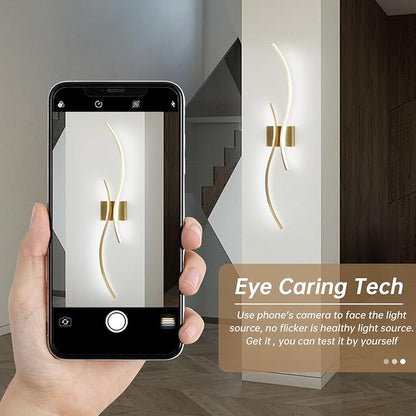 CANEOE Modern Wall Sconce, 39Inch Gold LED Wall Light Fixtures,6000K Bathroom Vanity Light Fixtures Over Mirror Indoor Bedroom Wall Lamps for Living Room Hallway Sconces Lighting