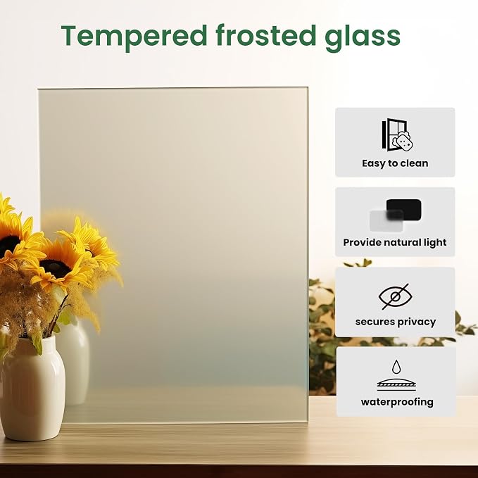 SMARTSTANDARD 24" x 80" Slab Door, Solid Core Frosted Glass Pantry Door | Pre-Assembled Interior Door without Hardware Kit for Pantry, Pocket, White Primed, Paintable Surface