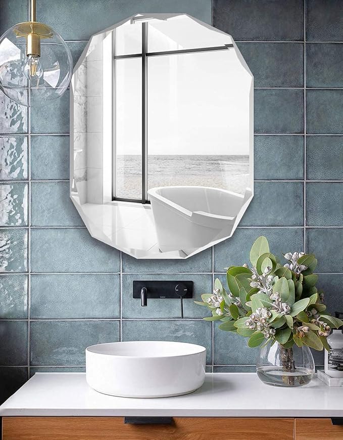 24x36 Inch Bathroom Mirrors for Over Sink, Round Frameless Mirrors for Wall | Beveled Bathroom Mirror, Bathroom Vanity Circle Mirror for Bedroom Living Room Entryway Home Decor