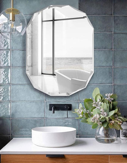 24x36 Inch Bathroom Mirrors for Over Sink, Round Frameless Mirrors for Wall | Beveled Bathroom Mirror, Bathroom Vanity Circle Mirror for Bedroom Living Room Entryway Home Decor
