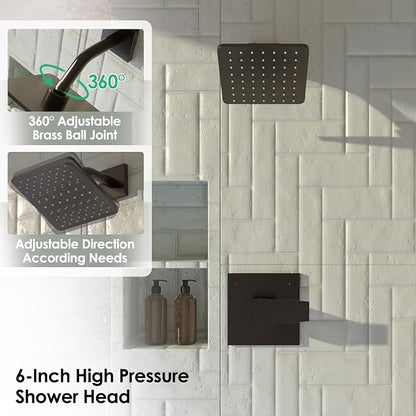 Replacement for Delta Shower Trim Kit 14 Series, High Pressure Matte Black Shower Faucet Set, 6-Inch Black Shower Head and Handle Set(Valve/Cartridge Not Included)