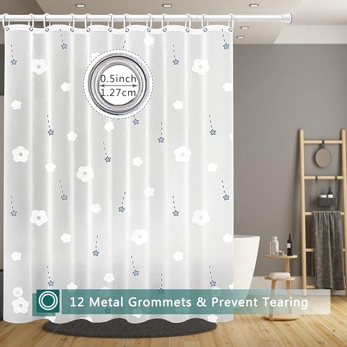 Shower Curtain Liner, 100% Waterproof Peva Shower Curtains with 3 Duty Heavy Bottom Magnets and 12 Rust Proof Grommets, 72x72 Weighted Shower Liner for Shower Stall, Bathtubs