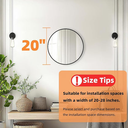 Round Black Mirror 20 Inch, Matte Black Frame, Small Circle Mirror | Metal Frame, Circular Wall Mounted Mirrors for Bathroom,Kids Room,Nursery, Bedroom, Vanity,Entryway, Wall Decor,Rust Proof