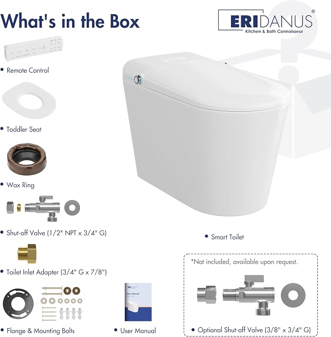 One Piece Smart Bidet Toilet, Auto Lid, Wash & Dry, White | Foot Sensor Flush, Heated Seat, Instant Warm Water, Adjustable Wash Settings, Self Cleaning Wand, Auto Flush, Pre Wet