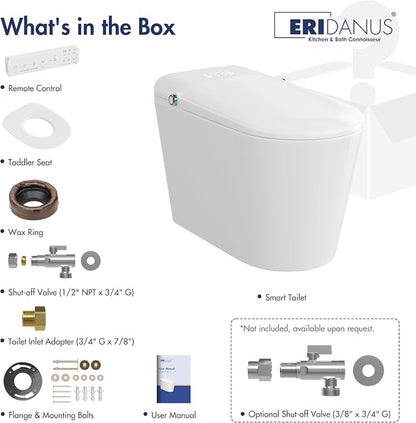 One Piece Smart Bidet Toilet, Auto Lid, Wash & Dry, White | Foot Sensor Flush, Heated Seat, Instant Warm Water, Adjustable Wash Settings, Self Cleaning Wand, Auto Flush, Pre Wet