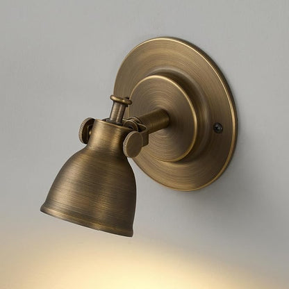 Bronze Small Wall Sconce Hardwired Single - Vintage Brass Mini Bell Light | Adjustable Art Deco Fixture with Dimmable Bulb, for Bedside Reading Bedroom Hallway Kitchen Bathroom Vanity Picture Light