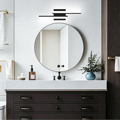 Modern Bathroom Light Fixtures Over Mirror: ETL Certified 18-inch LED Vanity Light Bar, Retractable Dimmable Black Bathroom Lamp IP44 - Wall Light Fixture 5700K Cool White(2 Pack)