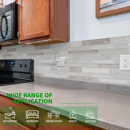 LONGKING 10 Sheet Marble Peel and Stick Backsplash for Kitchen,Self-Adhesive Tile Backsplash for Kitchen, Bathroom, 12" x 12", (Beige & White) | Peel and stick backsplash, self-adhesive wall tile, Beige White, marble, waterproof, kitchen bathroom wall,...