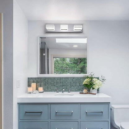LED Vanity Lights 20in Bathroom Lights Fixtures over Mirror 3 Light LED Lighting Fixture for Bathroom 18W Mirror Lighting Fixture Modern Bath Light Bar Chrome Bath Lamps 6000K Vanity Wall Scone