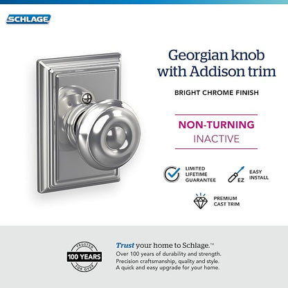 SCHLAGE Lock Company SCHLAGE Knob with Addison Trim Non-Turning Lock, Bright Chrome (F170 GEO 625 ADD)