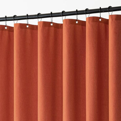 MIULEE Fall 72*84 Burnt Orange Terracotta Linen Shower Curtain Metal Hooks | Modern, Heavy Duty, Fabric Shower Curtain, Waterproof Thick Cloth Shower Curtain, Washable, Bathroom Hotel Bathtub