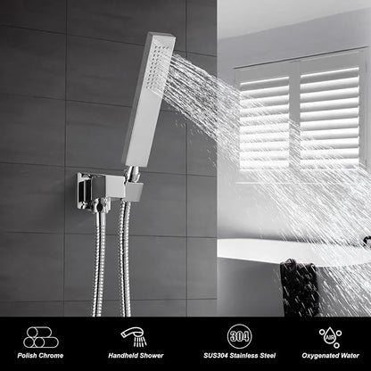 Heyalan Hand-held Shower Head Set-SUS304 Handheld Shower,Polished Chrome | SUS304 stainless steel wand, straight-style design, single rain spray, 59-inch long hose and standard 1/2-inch connection